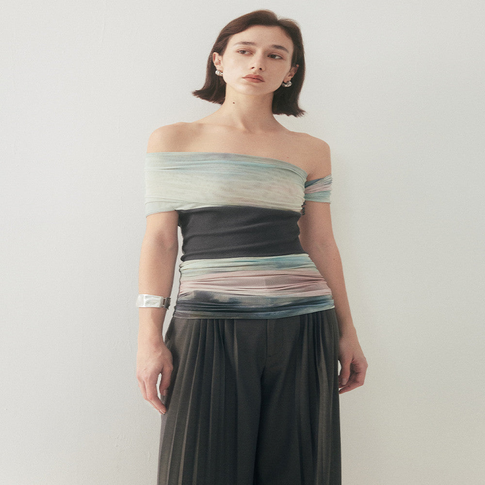 Someone Sometimes Original Art Blended Mesh Unique Design Splicing One Shoulder T shirt image 4