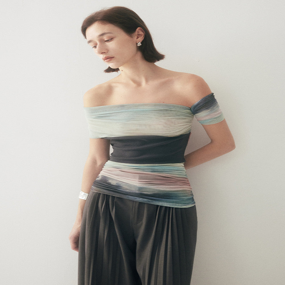 Someone Sometimes Original Art Blended Mesh Unique Design Splicing One Shoulder T shirt image 5