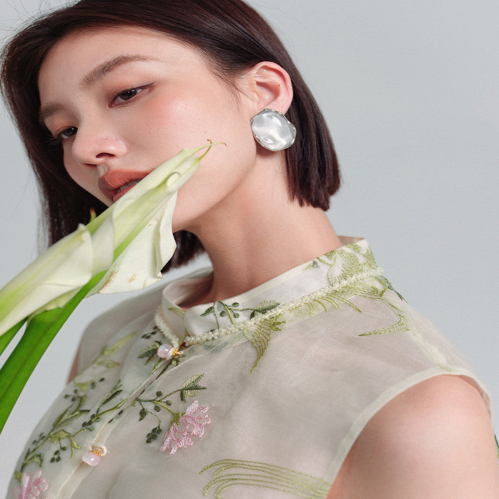 KOHS Jade Manhua New Chinese Style Vest Heavy Industry Eugen Embroidery Thin Half Skirt Set image 5