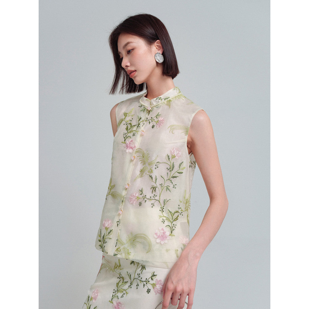 KOHS Jade Manhua New Chinese Style Vest Heavy Industry Eugen Embroidery Thin Half Skirt Set image 9