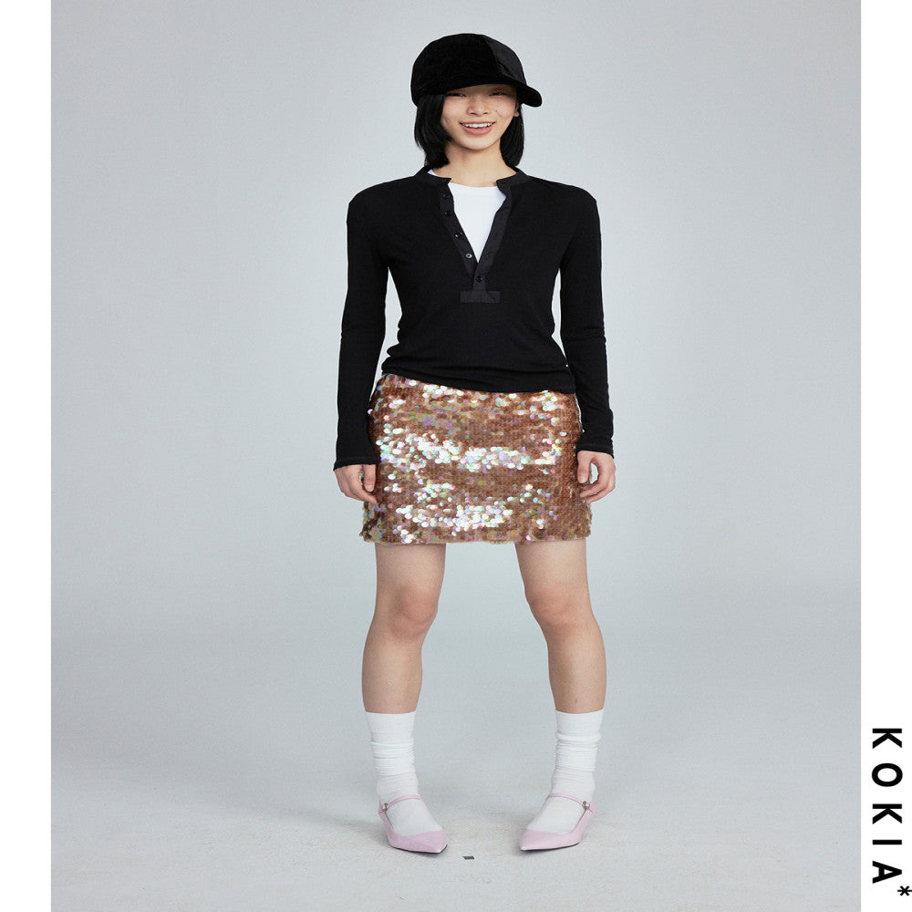 KOKIA spot broadway stunning light luxury hazy water light sequins mint mambo short skirt in two colors image 4