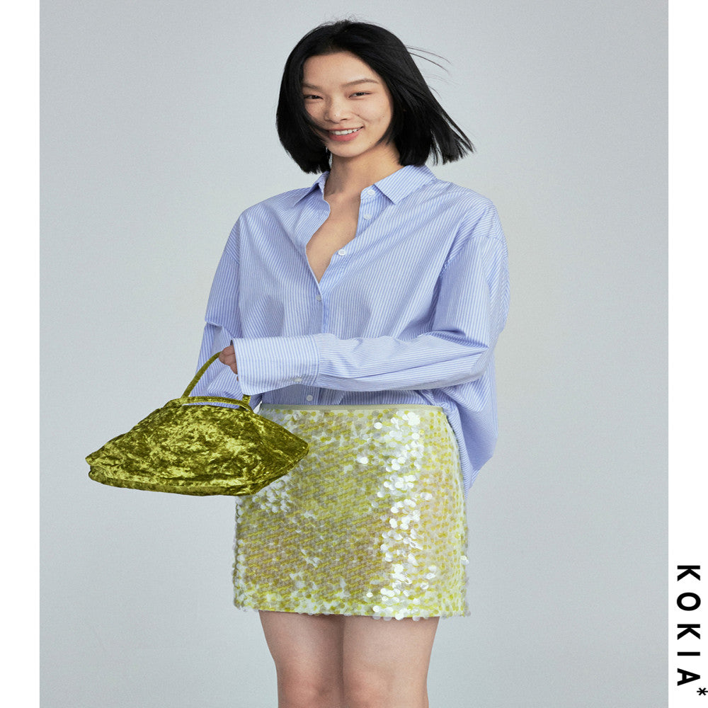 KOKIA spot broadway stunning light luxury hazy water light sequins mint mambo short skirt in two colors image 5