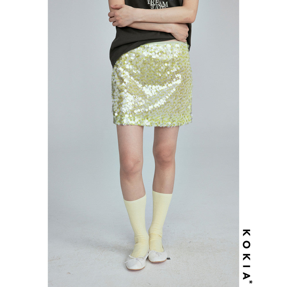 KOKIA spot broadway stunning light luxury hazy water light sequins mint mambo short skirt in two colors image 6