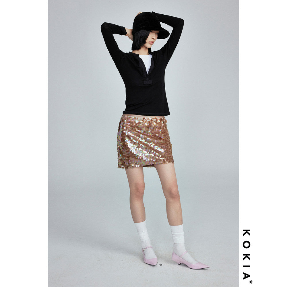 KOKIA spot broadway stunning light luxury hazy water light sequins mint mambo short skirt in two colors image 8