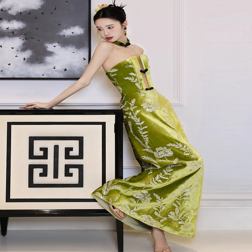 Vintage Bridal Toast Dress High end Heavy Industry Engagement Cheongsam New Chinese Style Skincare Light Luxury Niche Wedding Morning Robe Dress image 4