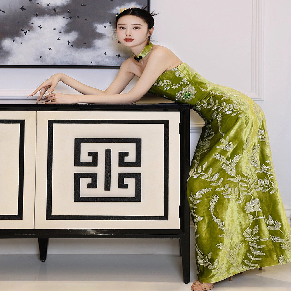 Vintage Bridal Toast Dress High end Heavy Industry Engagement Cheongsam New Chinese Style Skincare Light Luxury Niche Wedding Morning Robe Dress image 5