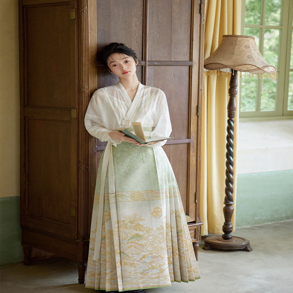 Original Hanfu Shuli Nian Nian Nian Hanfu Original Hanfu Shuli Nian Nian Nian Nian Nian You Can Wear Ma Mian Skirt Women s Set Round Neck Short Shirt Autumn 2024 image 3