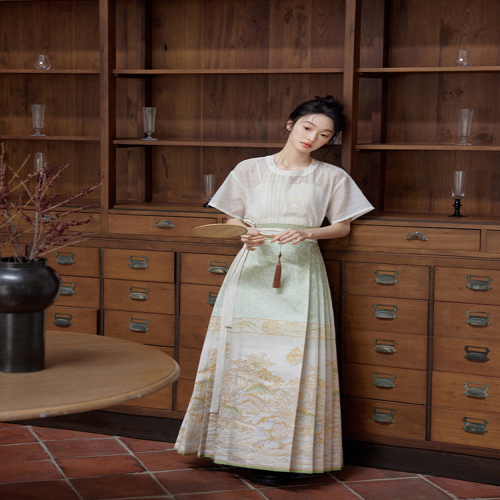 Original Hanfu Shuli Nian Nian Nian Hanfu Original Hanfu Shuli Nian Nian Nian Nian Nian You Can Wear Ma Mian Skirt Women s Set Round Neck Short Shirt Autumn 2024 image 4