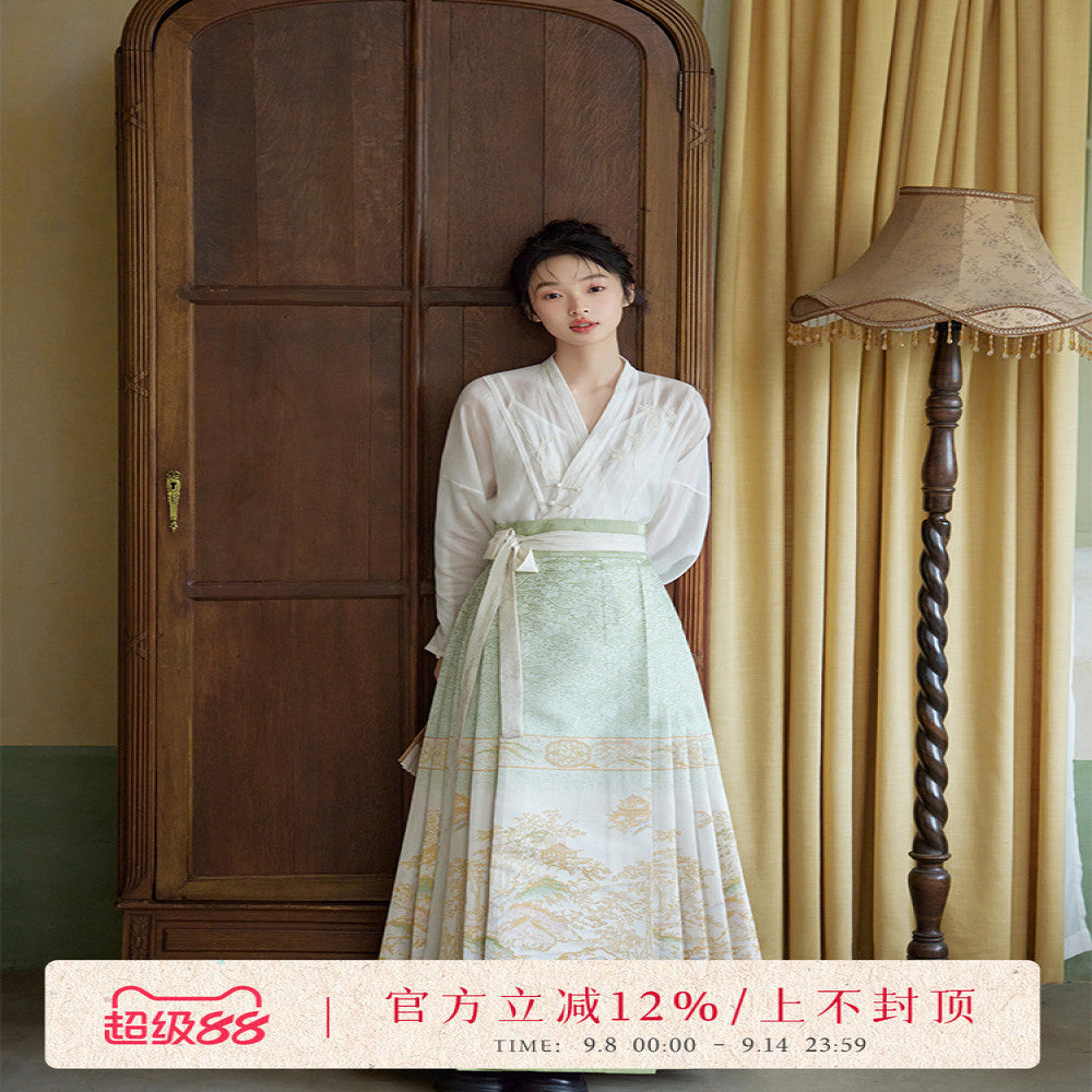 Original Hanfu Shuli Nian Nian Nian Hanfu Original Hanfu Shuli Nian Nian Nian Nian Nian You Can Wear Ma Mian Skirt Women s Set Round Neck Short Shirt Autumn 2024 image 0