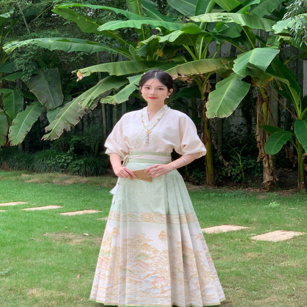 Original Hanfu Shuli Nian Nian Nian Hanfu Original Hanfu Shuli Nian Nian Nian Nian Nian You Can Wear Ma Mian Skirt Women s Set Round Neck Short Shirt Autumn 2024 image 38