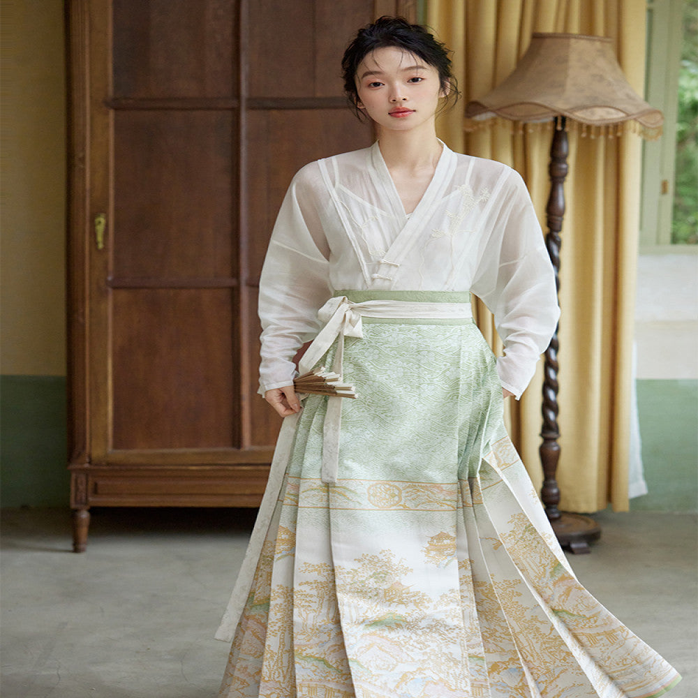 Original Hanfu Shuli Nian Nian Nian Hanfu Original Hanfu Shuli Nian Nian Nian Nian Nian You Can Wear Ma Mian Skirt Women s Set Round Neck Short Shirt Autumn 2024 image 69