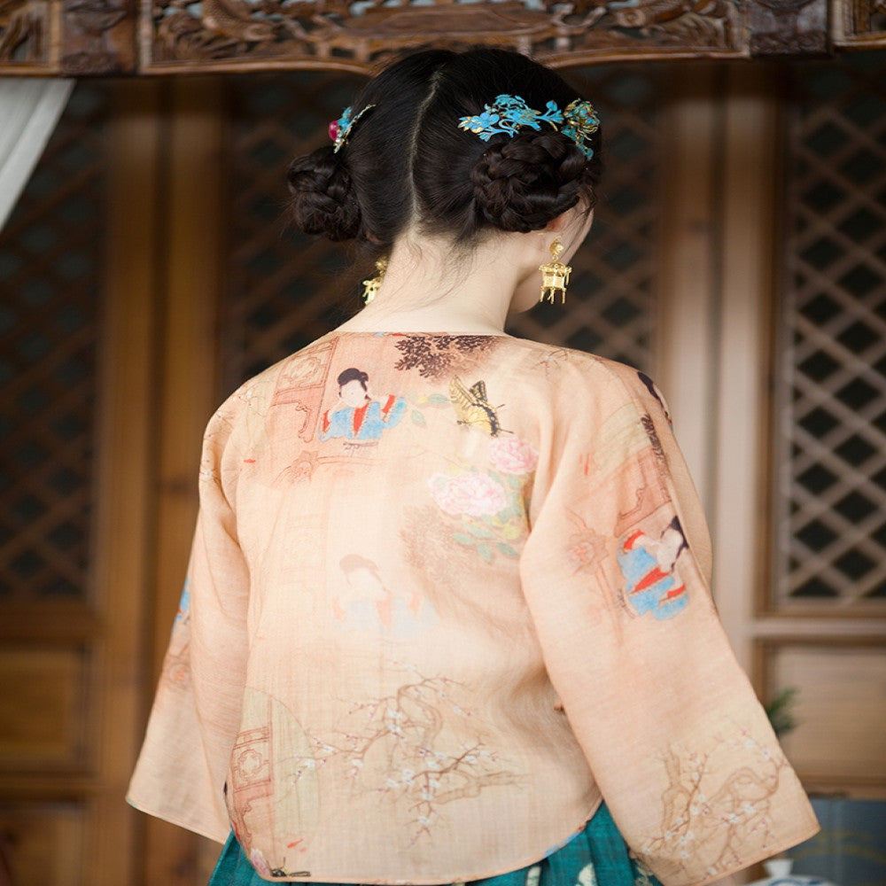 Idle Talk One City Style Chinese Retro Multi Color Inverted Big Sleeve Loose Daily Top Versatile Original image 3