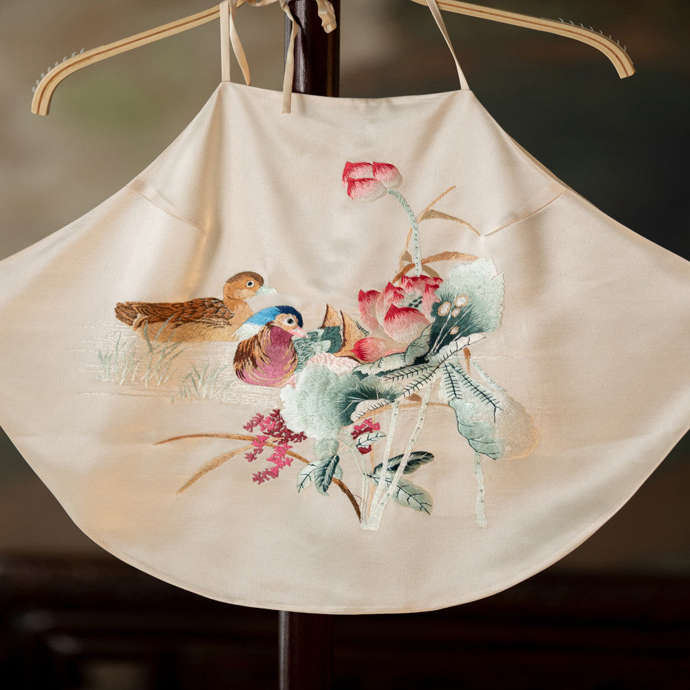 Yuanxiang Dream Shadow One City Wind Plush Spring and Summer Silk Heavy Industry Embroidery Mandarin Ducks and Lotus Vintage Inner Bag Strap image 4