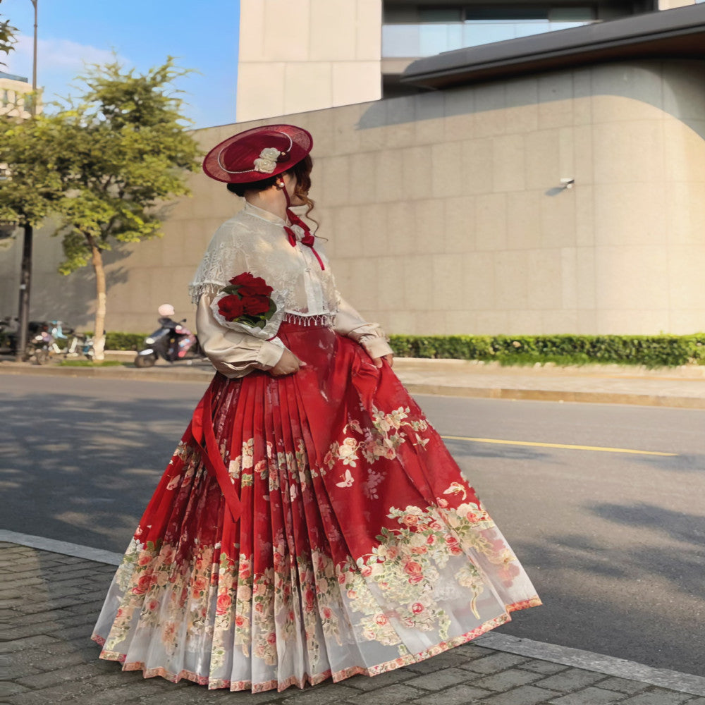 Rose Heart Language New Product Launch New Collection Preview Wedding Engagement New Chinese Red Horse Face Skirt image 0