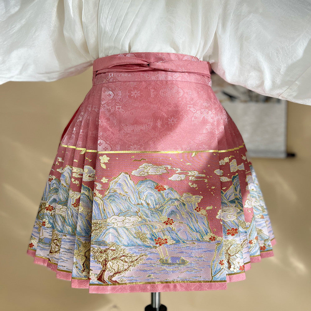 Summer style Qianli Jiangshan short horse face skirt daily commuting girl wear national style new Chinese style Ruolanxi original image 1