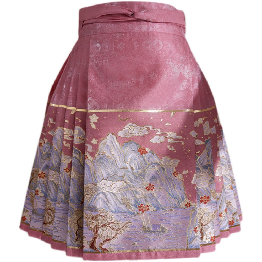 Summer style Qianli Jiangshan short horse face skirt daily commuting girl wear national style new Chinese style Ruolanxi original image 5