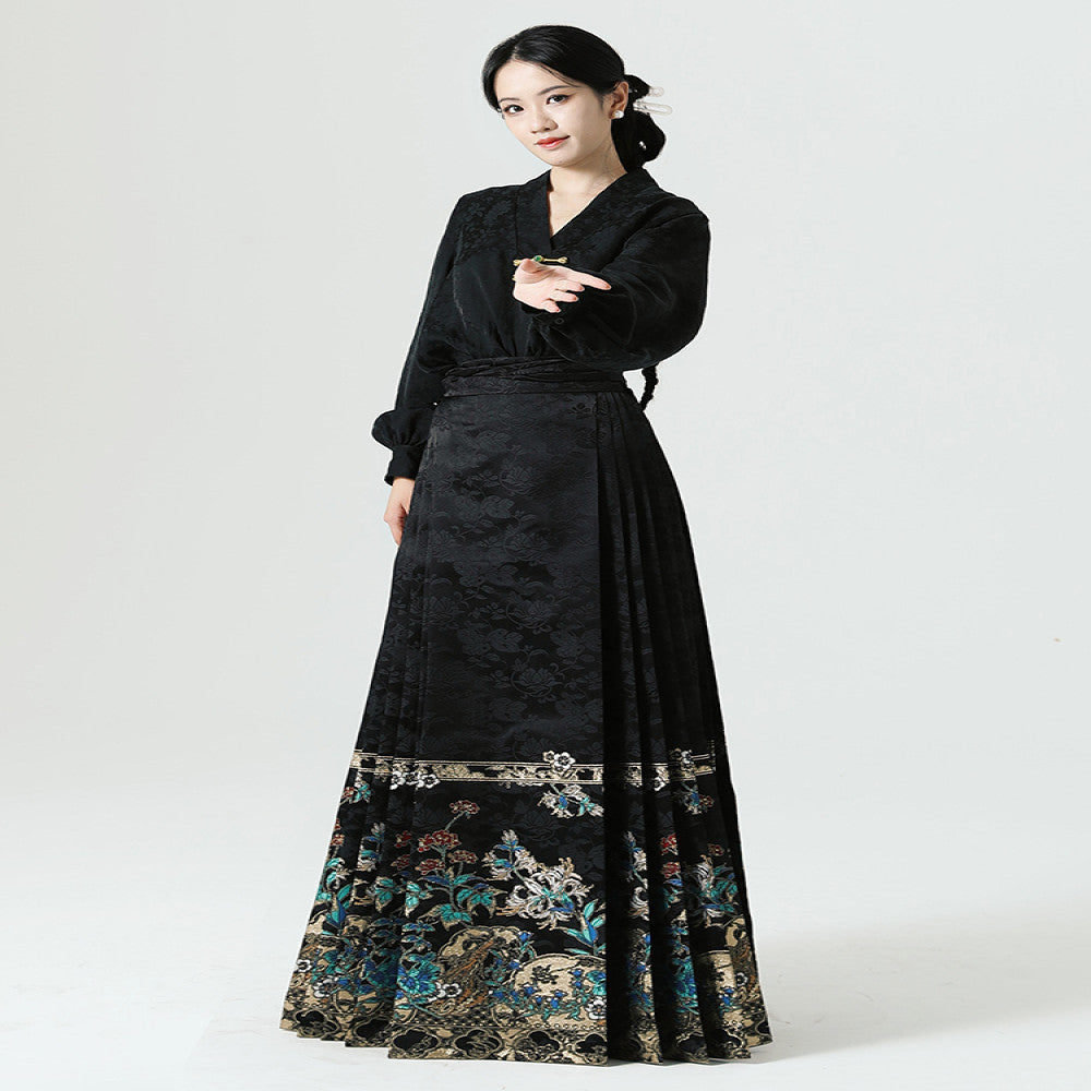 Chen Xueji s First Sight Happiness Original Chinese Style Element Half Body Skirt Ming Hanfu Women s Horse Face Skirt Wedding Dress Gift Dress Women image 5