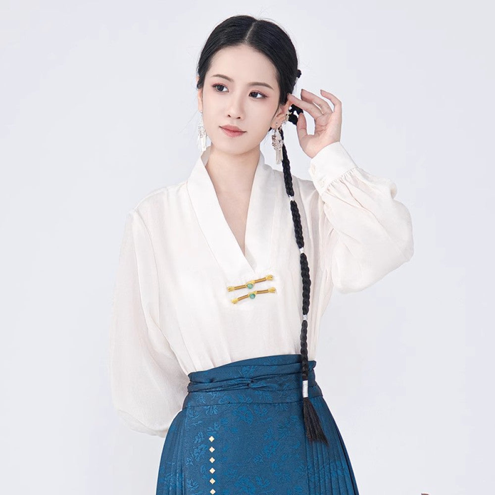 Chenxue Collection Blue and White Porcelain Original Makeup Imitation Flower Ming New Chinese style Horse Face Skirt Original Chinese Style Skirt Hanfu Women image 20