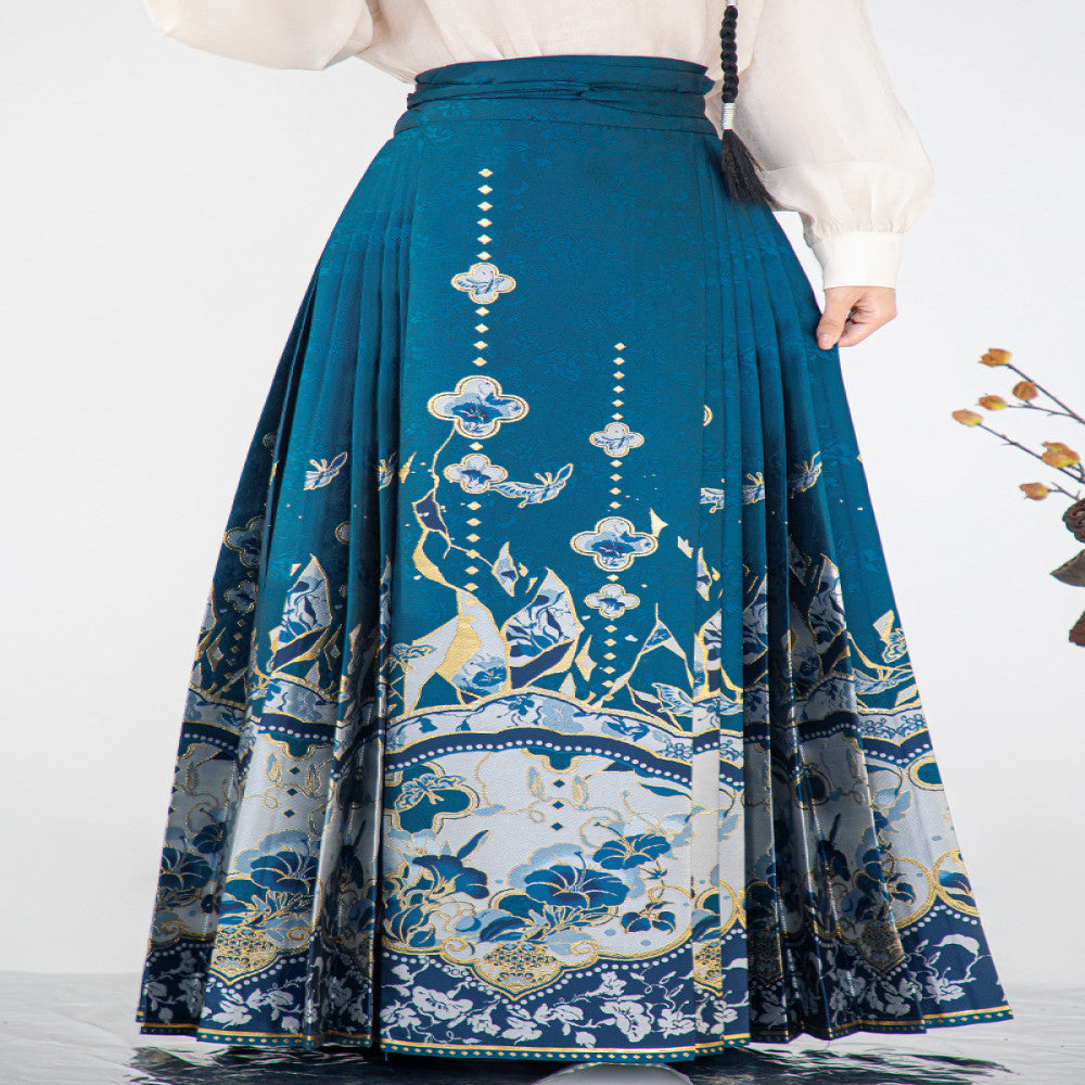 Chenxue Collection Blue and White Porcelain Original Makeup Imitation Flower Ming New Chinese style Horse Face Skirt Original Chinese Style Skirt Hanfu Women image 35