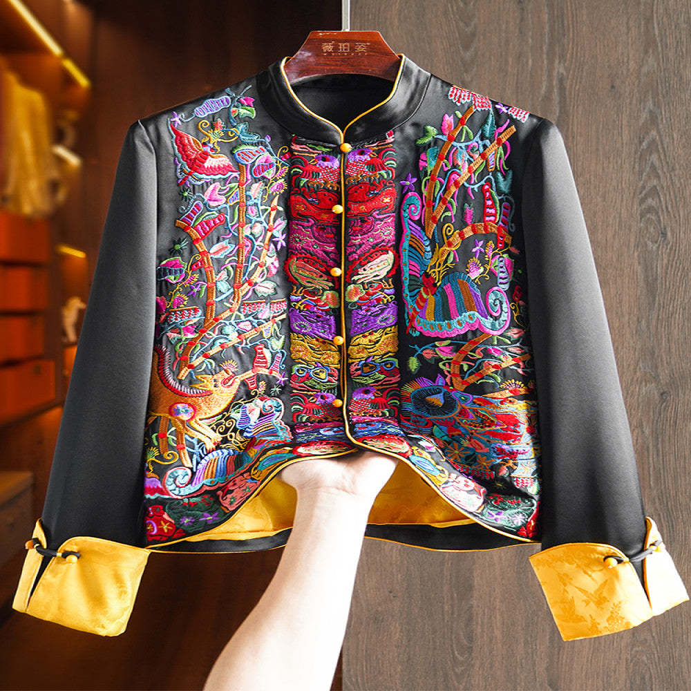 Pink high grade acetic acid new Chinese shirt coat women s heavy industry light China Chic style embroidery small Tang suit top image 31