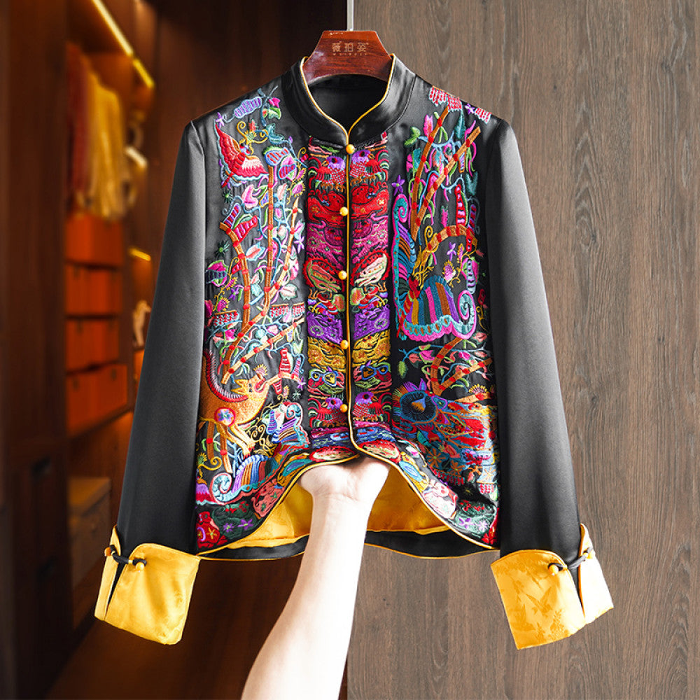 Pink high grade acetic acid new Chinese shirt coat women s heavy industry light China Chic style embroidery small Tang suit top image 35