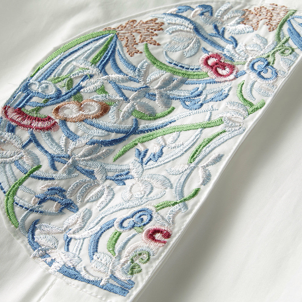 White cotton shirt women s loose autumn dress new design sense small crowd vintage embroidery senior sense China Chic top image 3