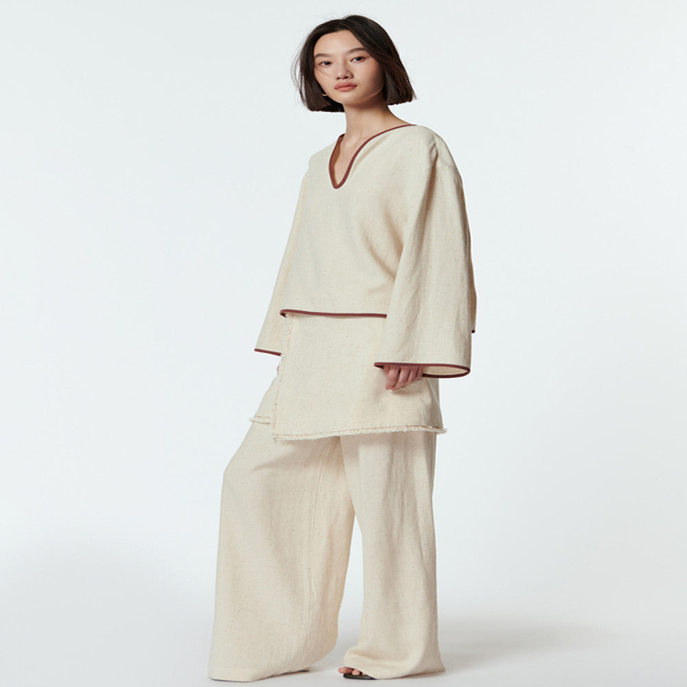 Sagestudio Dot Colorful Contrast Small U Neck Top Short Skirt Pants Set image 2