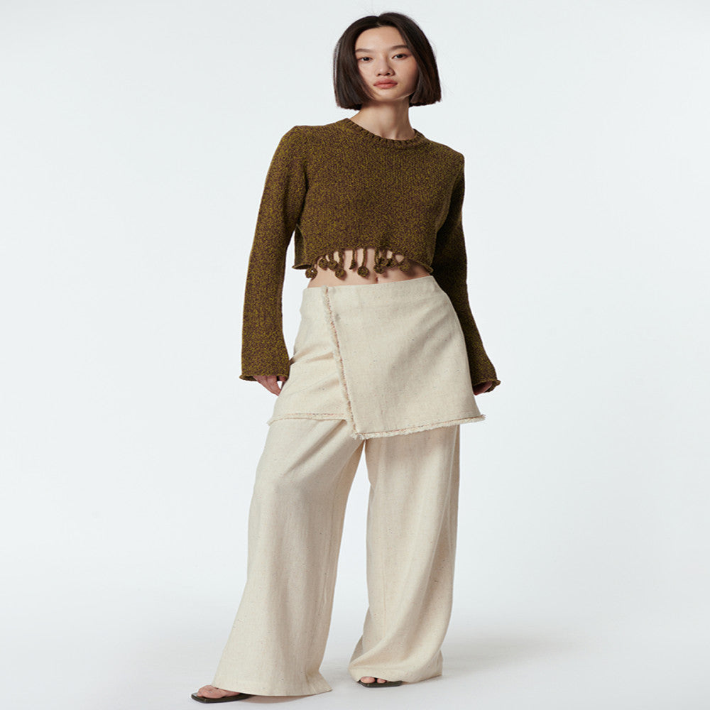 Sagestudio Dot Colorful Contrast Small U Neck Top Short Skirt Pants Set image 3