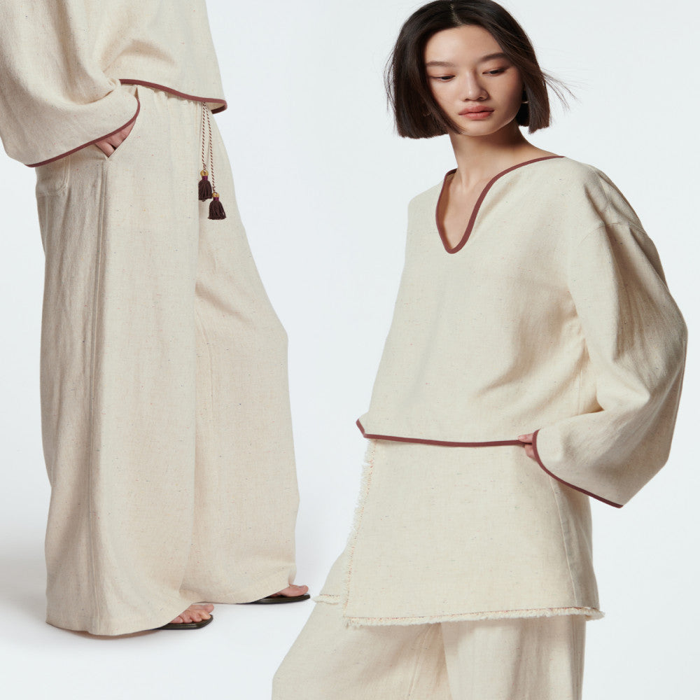 Sagestudio Dot Colorful Contrast Small U Neck Top Short Skirt Pants Set image 0