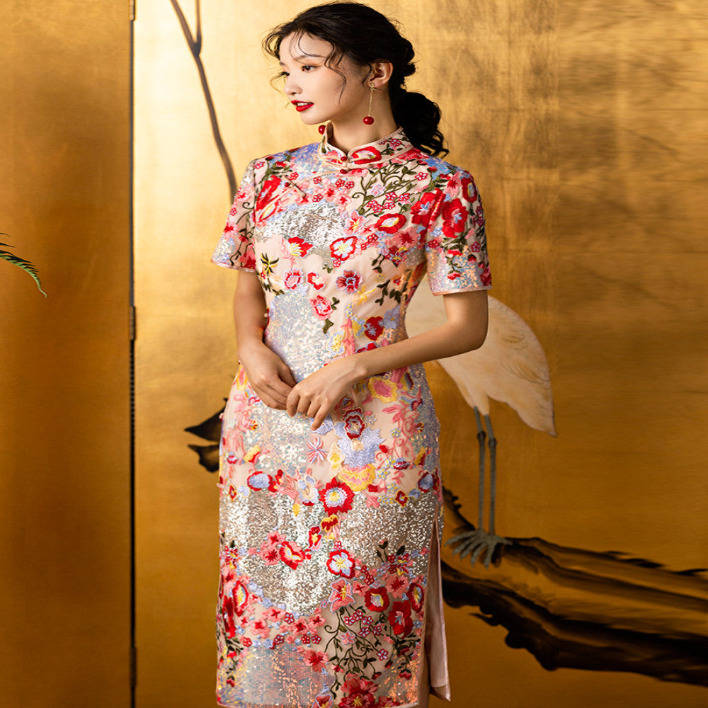 Dear Peony Huayan 2025 New Qipao Wedding High End Temperament Toast Dress Bridal Dress image 5