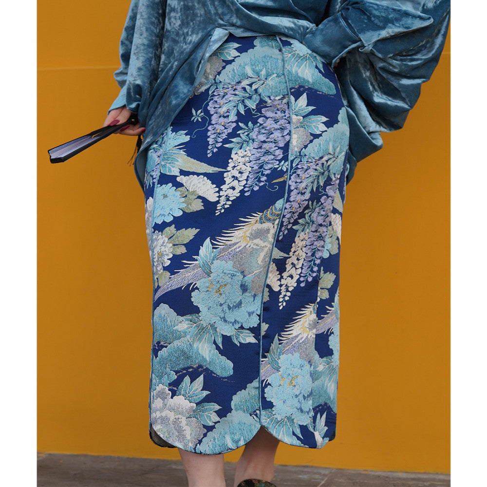 Chengyu Gaoding Feifeng Jinglan New Chinese style Golden Velvet Top Jacquard Vest Half Skirt Three piece Set image 4