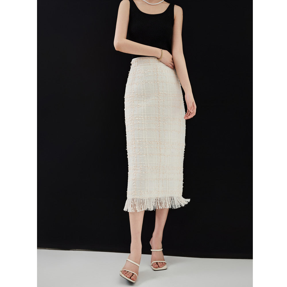 AIYUTONG French Light Luxury High Ding Spring and Autumn New Style Tassel High Waist Straight Tube Small Fragrant Half length Skirt for Women image 10