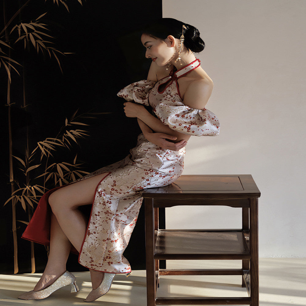 Moye New Chinese style Huanmei Neck Hanging Improved Fashion Original Cheongsam Bridal Wedding Toast Dress Engagement Certificate image 2