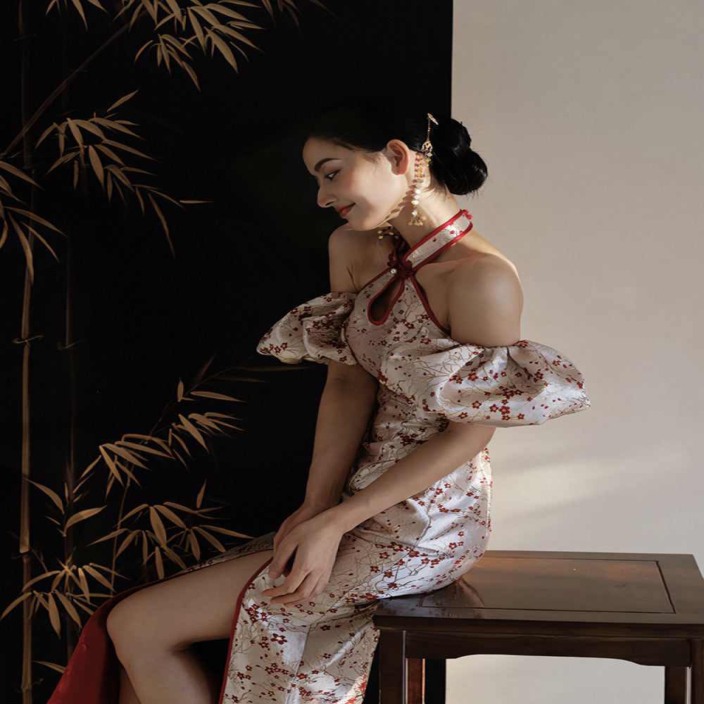 Moye New Chinese style Huanmei Neck Hanging Improved Fashion Original Cheongsam Bridal Wedding Toast Dress Engagement Certificate image 3