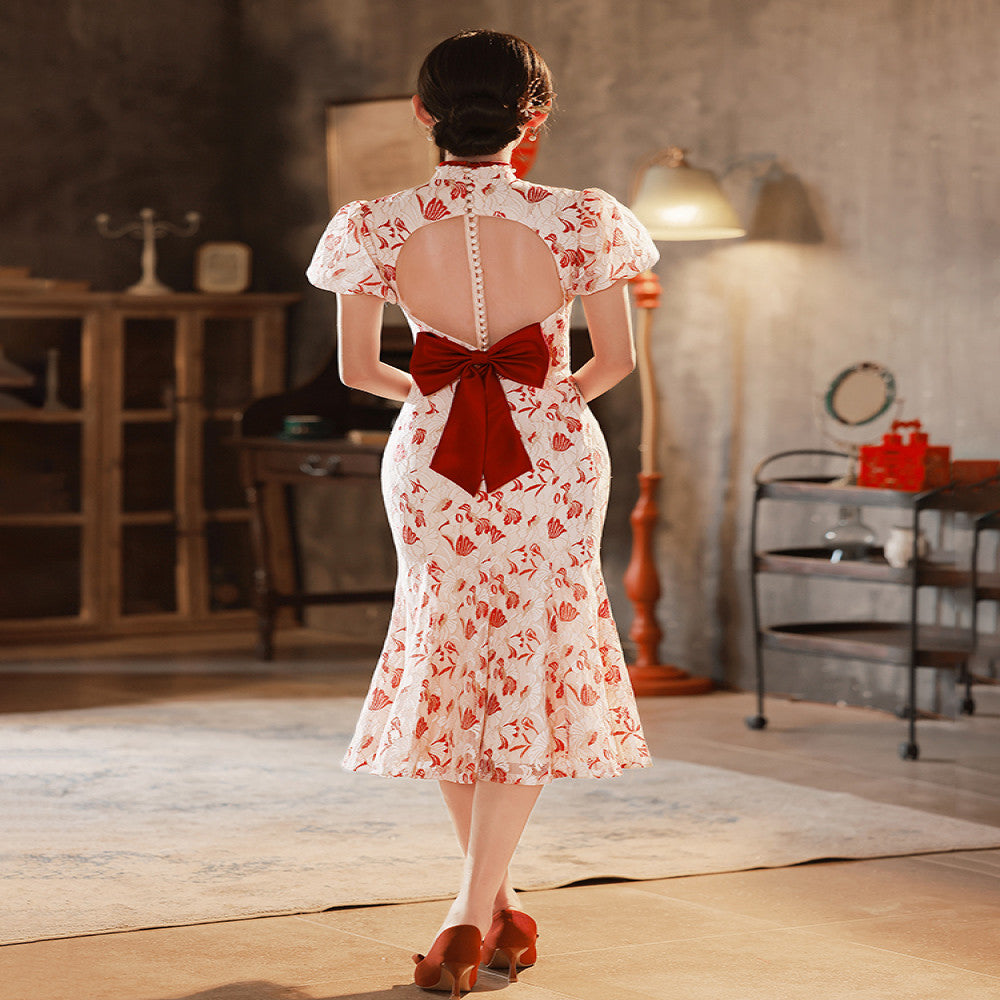 Cheongsam Toast Dress Bridal Female Autumn Chinese Engagement Dress Dress Small Man Casual Dress Wedding Fish Tail image 5