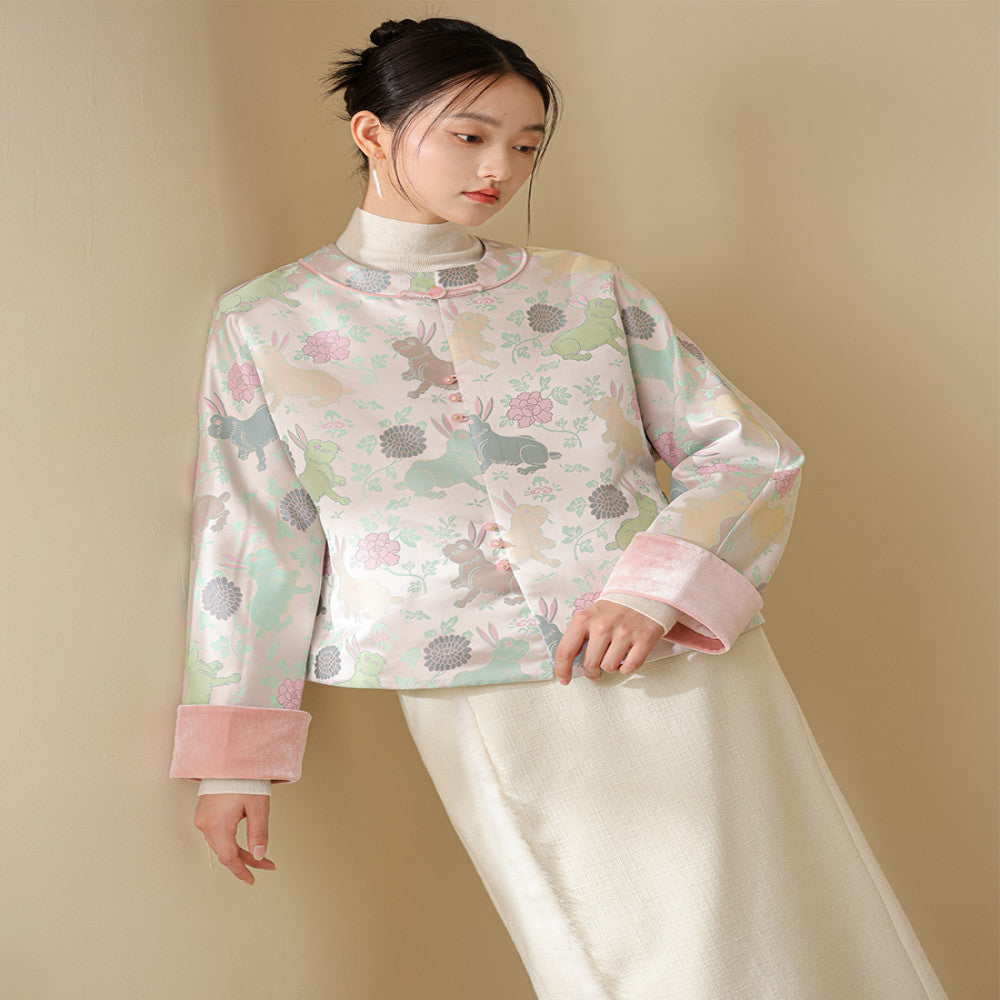 Chuchan s new Chinese style coat for autumn women s autumn and winter Chinese style tea jacket top imitating Song brocade flower velvet temperament buttoned cotton jacket image 4