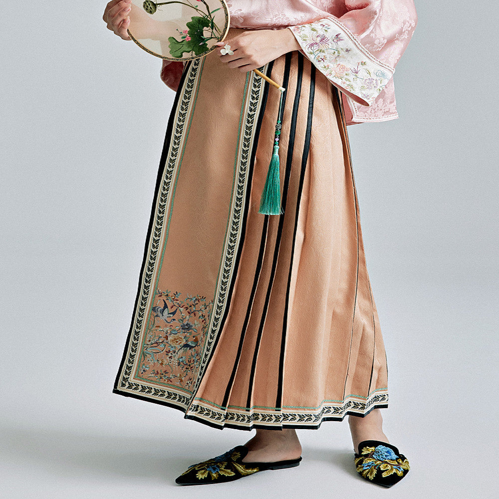 Moyu 2024 Spring Summer New Chinese Style Improved Han Elements Embroidered Horse Face Skirt New Chinese Retro Half length Skirt image 0