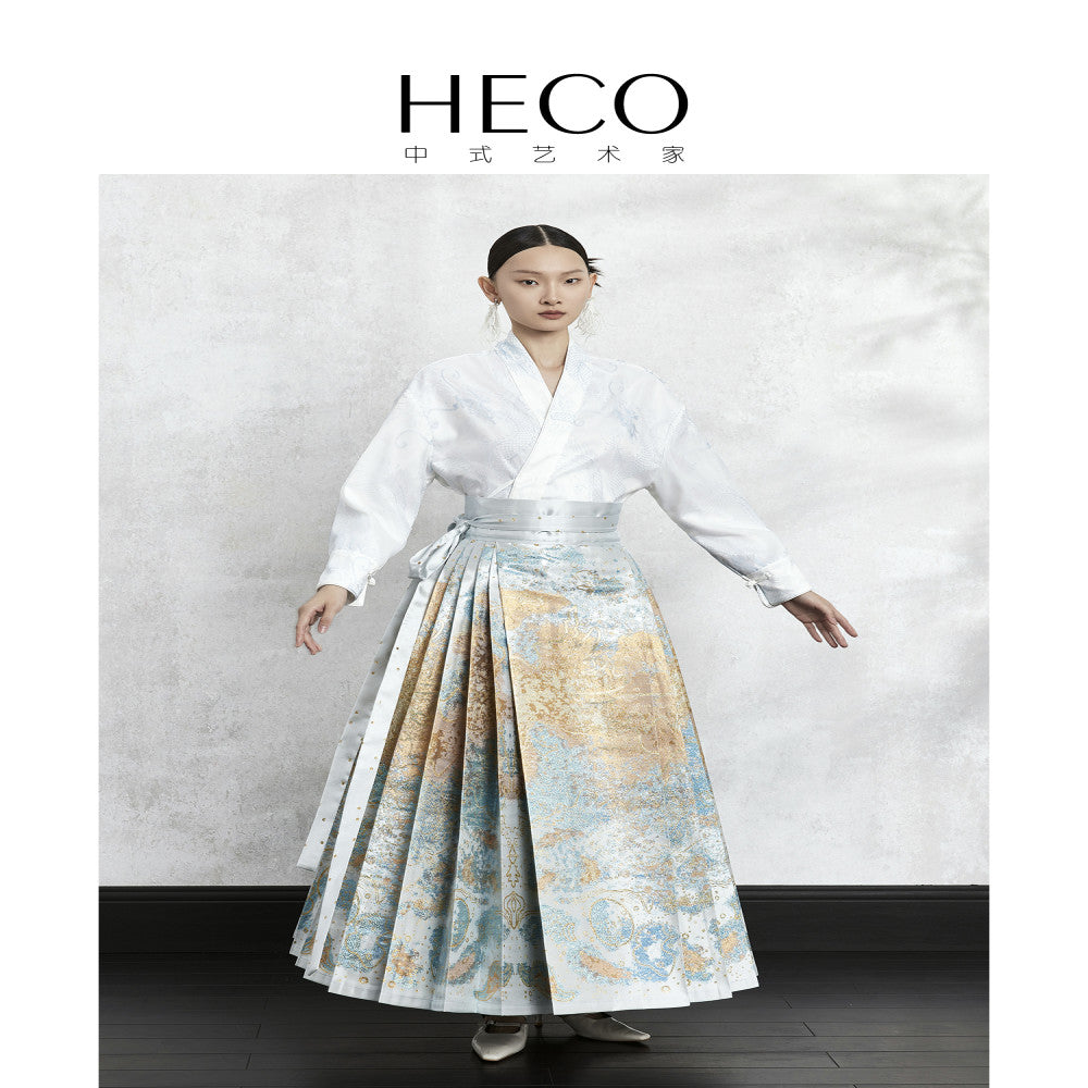 HECO Nebula Fantasy New Chinese style woven gold jacquard horse face skirt 2025 new style temperament high end half skirt image 5