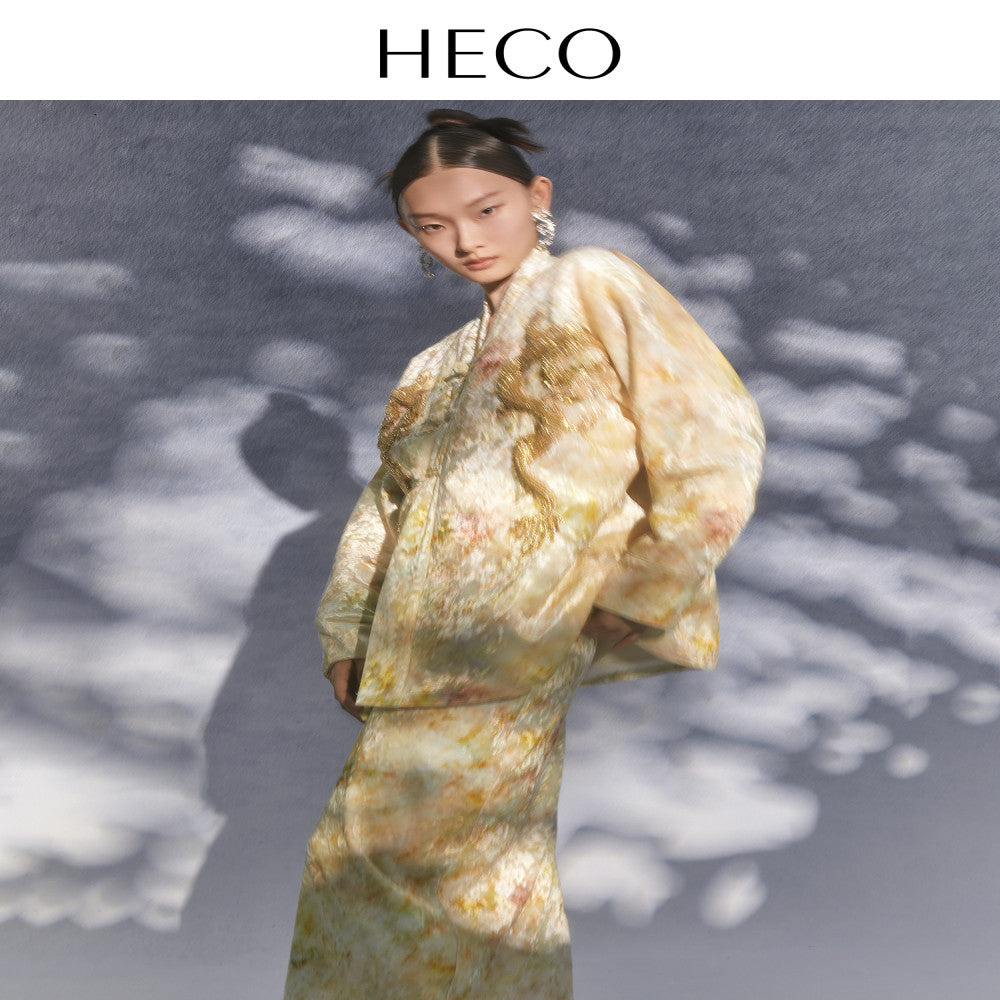 HECO Glass New Chinese Style Half length Skirt with High Waist Autumn 2025 New Women s High Waist Long Style Hip Wrapping Skirt image 2