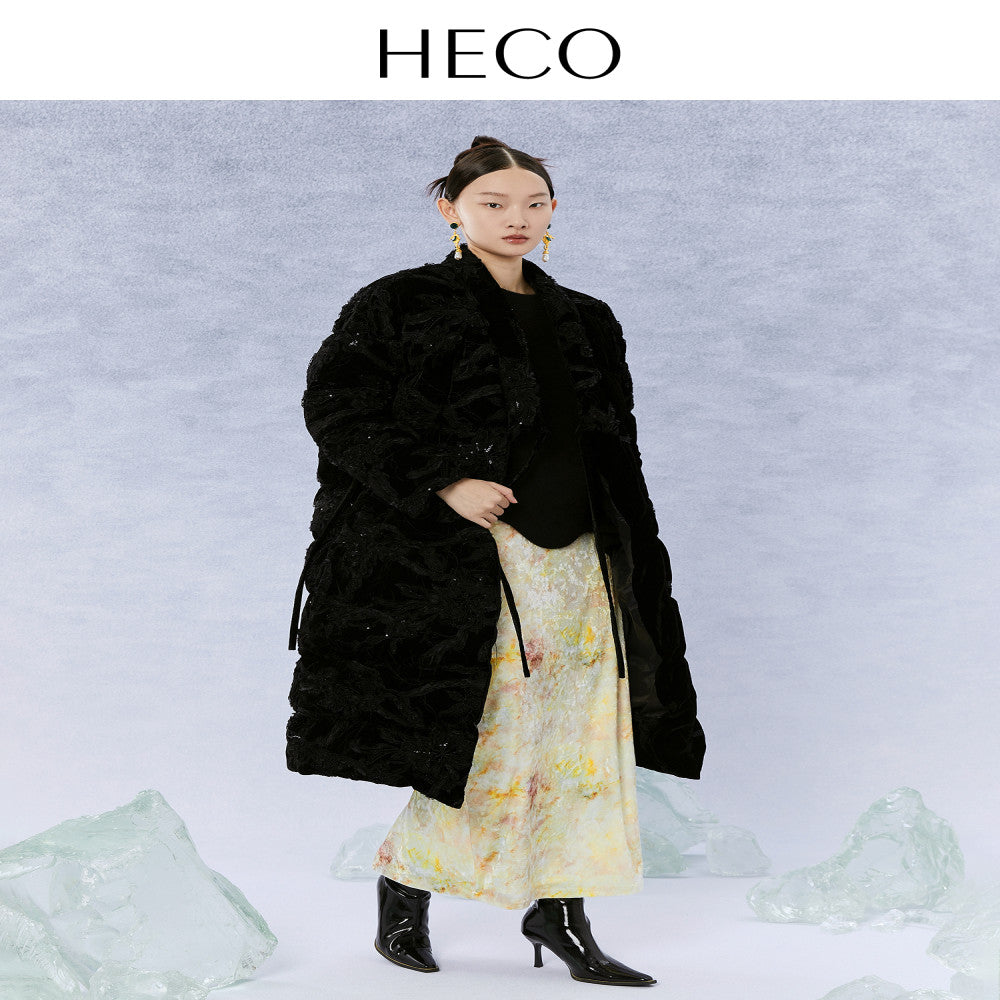 HECO Glass New Chinese Style Half length Skirt with High Waist Autumn 2025 New Women s High Waist Long Style Hip Wrapping Skirt image 4