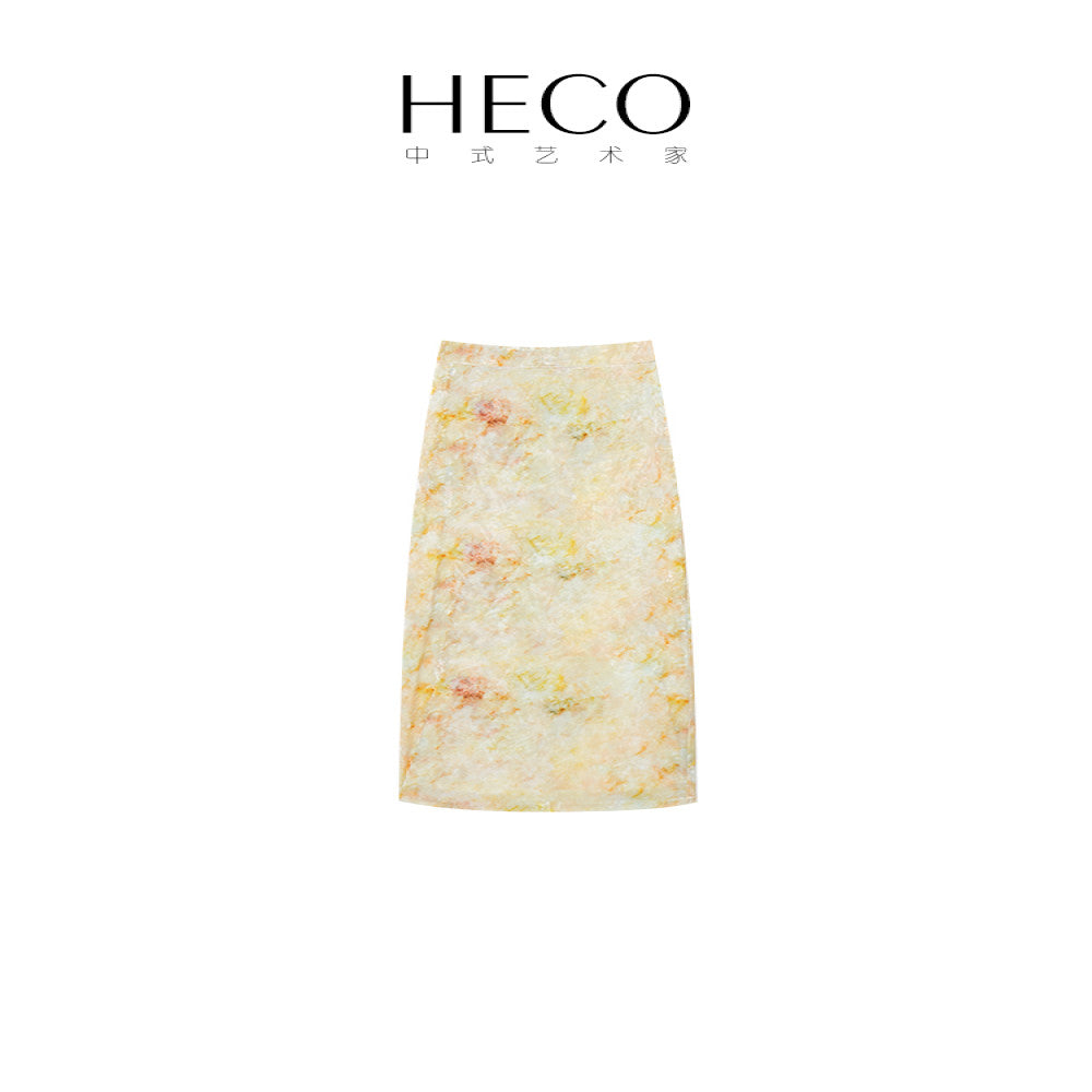 HECO Glass New Chinese Style Half length Skirt with High Waist Autumn 2025 New Women s High Waist Long Style Hip Wrapping Skirt image 5