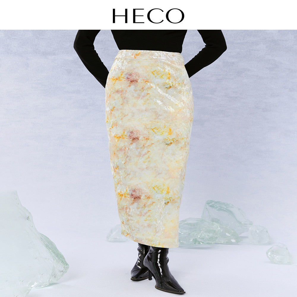 HECO Glass New Chinese Style Half length Skirt with High Waist Autumn 2025 New Women s High Waist Long Style Hip Wrapping Skirt image 8