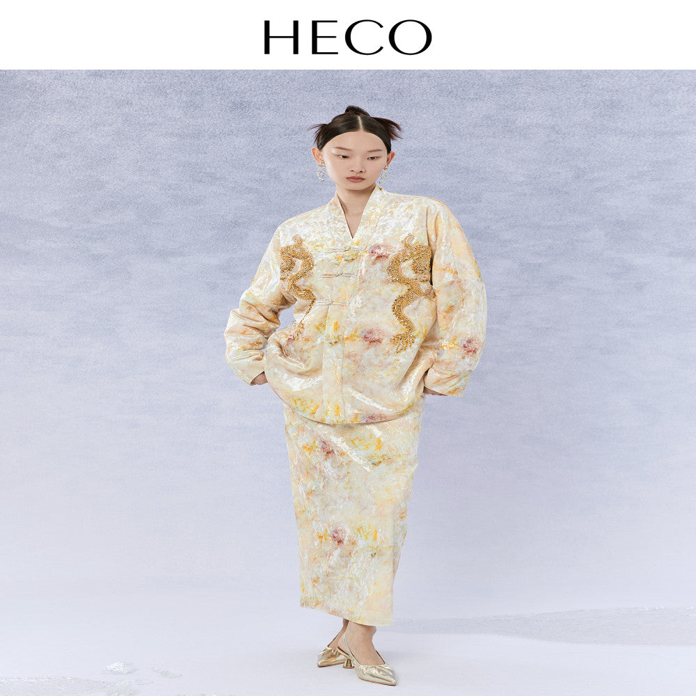 HECO Glass Cloud Dragon New Chinese Style Short Coat Autumn 2025 New Design Women s Top image 5