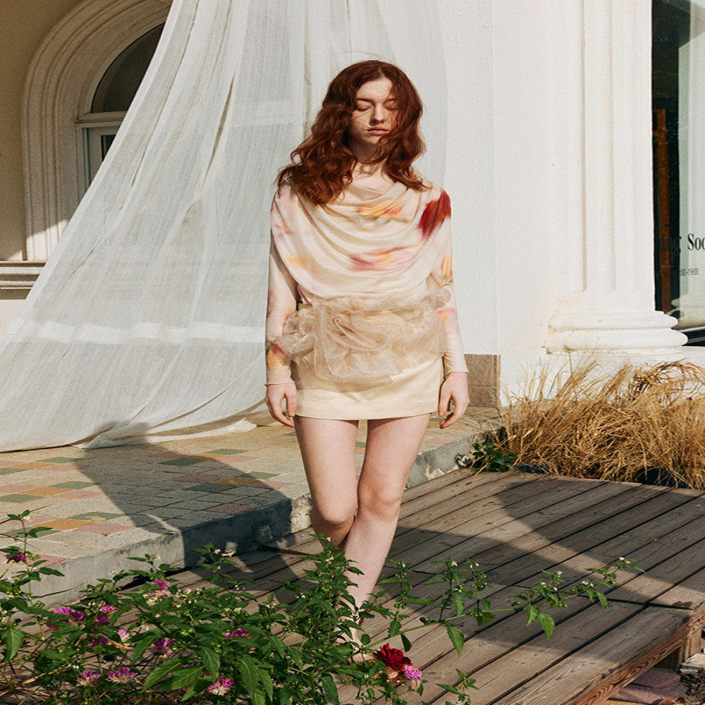 MANEatelier designer brand printed collar mesh top for women slim fit niche tattoo shirt base shirt image 3