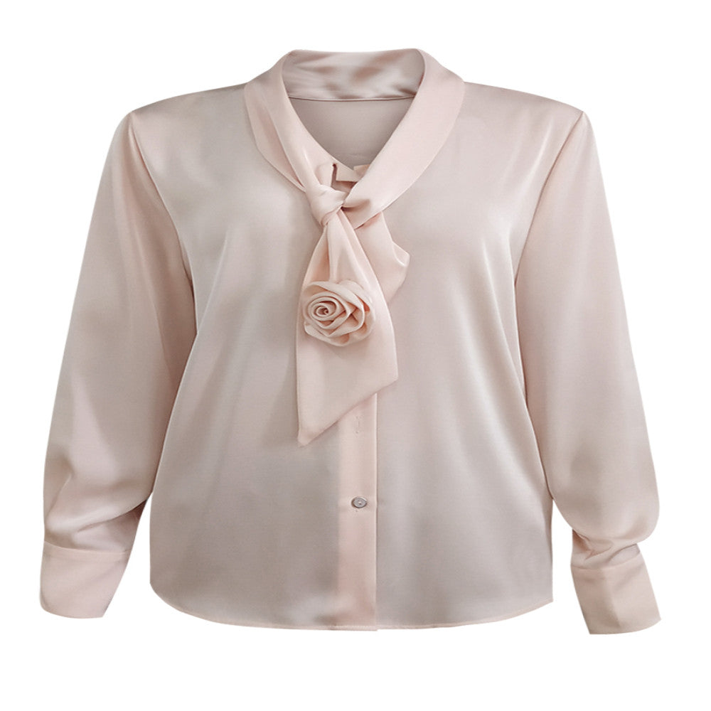 Pink shirt women s spring and autumn French retro shirt design sense niche top 6135 fashionable commuting versatile shirt image 5