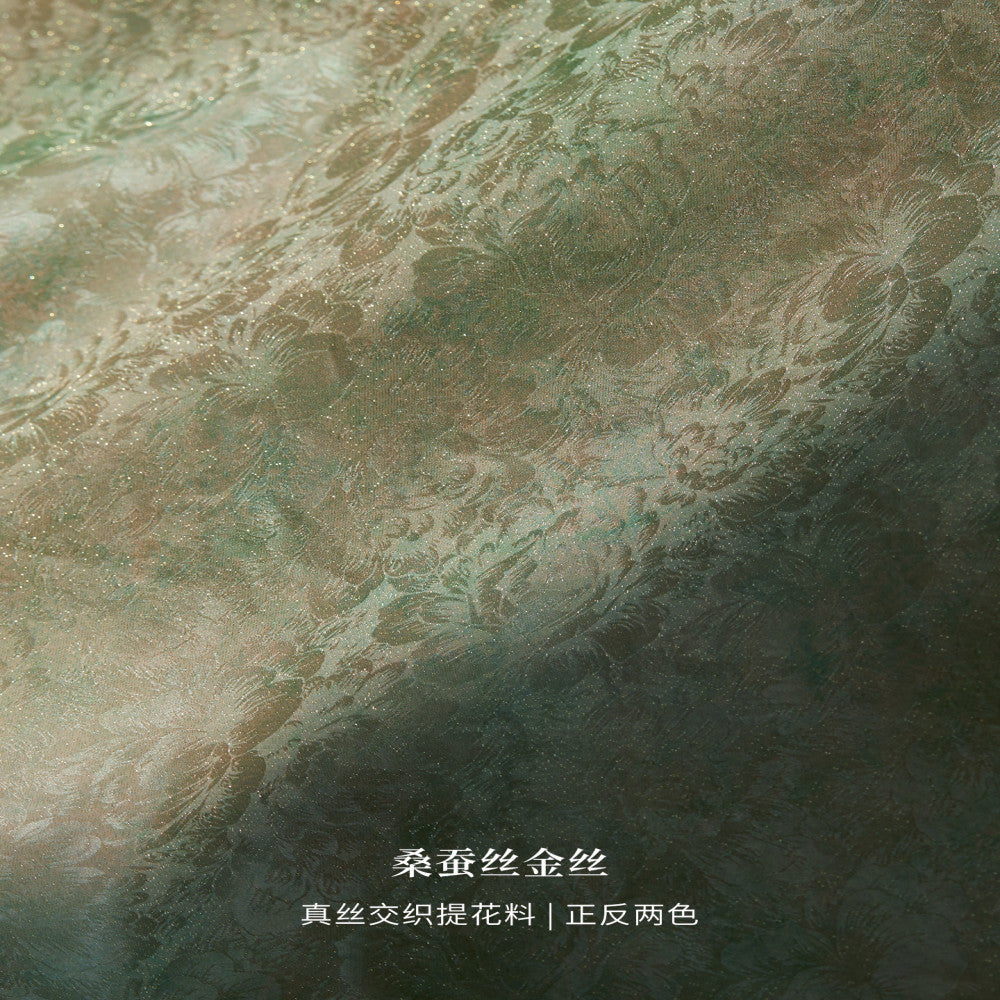 Silk interwoven jacquard fabric with front and back colors wrapped in a lace up design and suspender skirt image 2