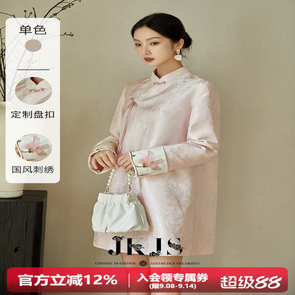 JKJS Taoyao National Style Improved Cheongsam Spring and Autumn New Style 2025 Temperament Long Sleeve Skirt New Chinese Style Dress image 1