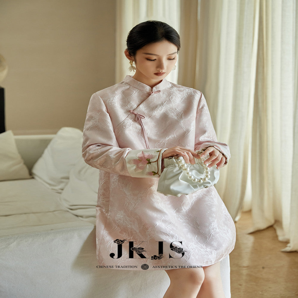 JKJS Taoyao National Style Improved Cheongsam Spring and Autumn New Style 2025 Temperament Long Sleeve Skirt New Chinese Style Dress image 2