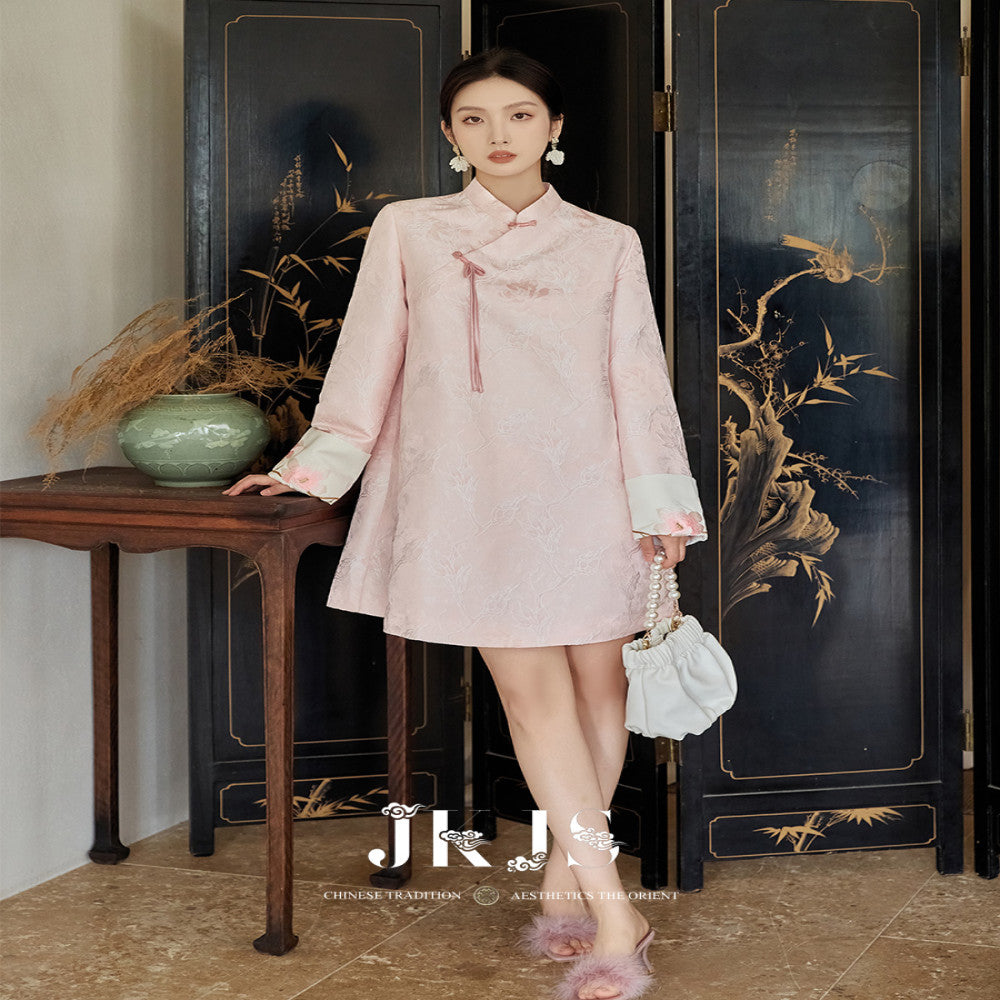 JKJS Taoyao National Style Improved Cheongsam Spring and Autumn New Style 2025 Temperament Long Sleeve Skirt New Chinese Style Dress image 3