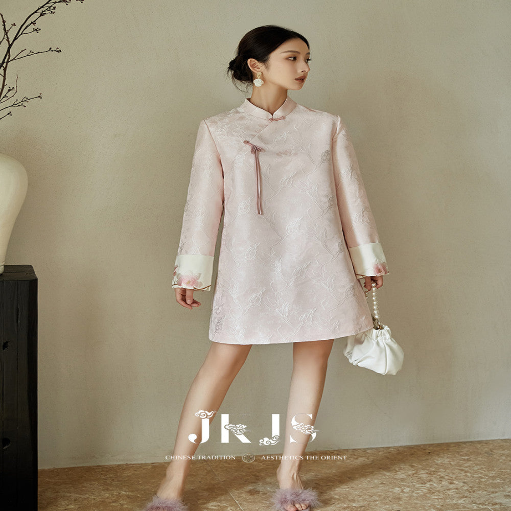 JKJS Taoyao National Style Improved Cheongsam Spring and Autumn New Style 2025 Temperament Long Sleeve Skirt New Chinese Style Dress image 4